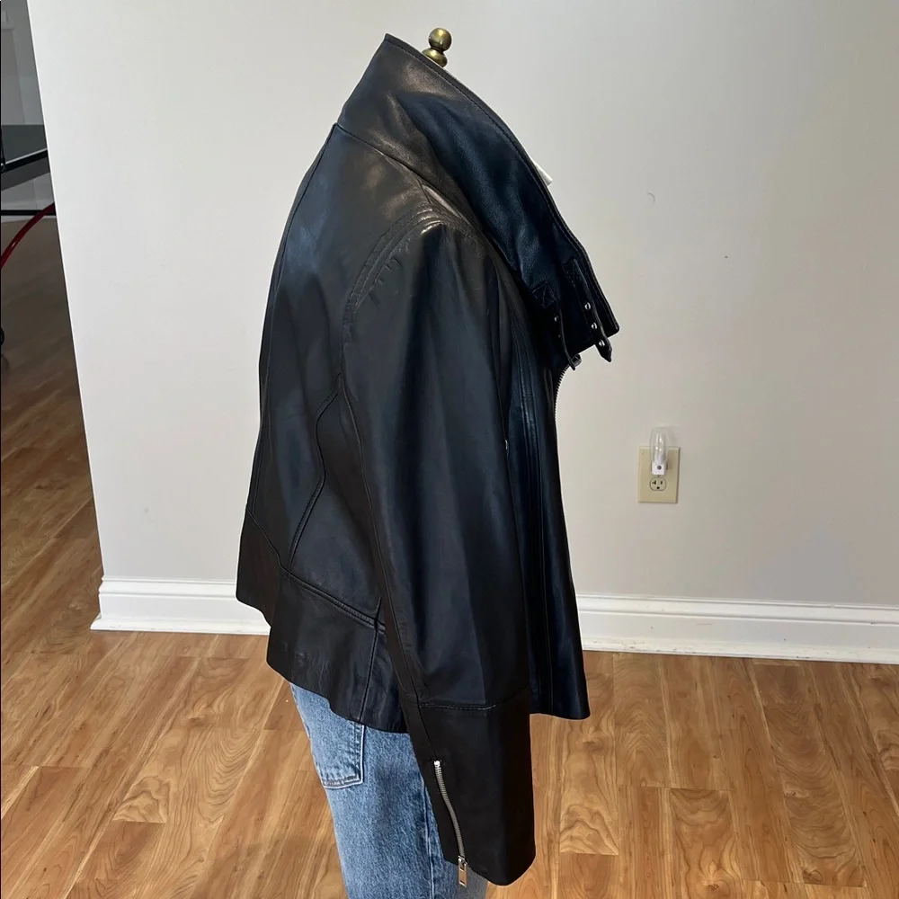 Mango Black Leather Biker Jacket